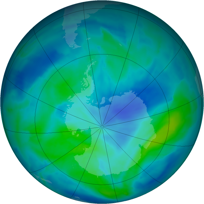 Antarctic ozone map for 19 March 2012